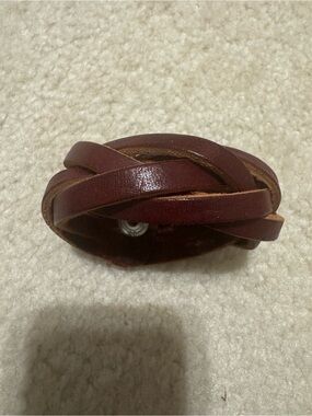 Vintage Braided Leather Snap Bracelet